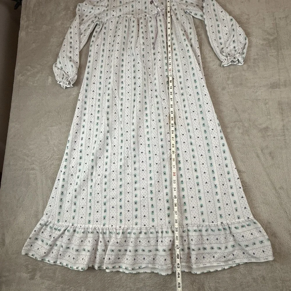 Vtg Sears Girls Nightgown Sz L Floral Cottage Ruffle 80s Hearts Bow Lace Prairie